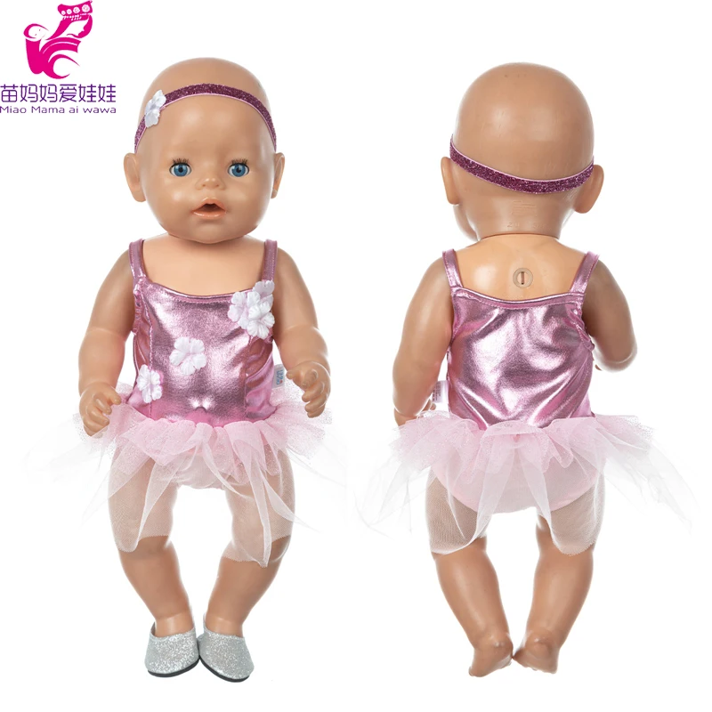 17" Baby Doll Clothes Hat Tights Leggings 43cm Baby Dolls Denim Dress Toys Wears Children Gifts