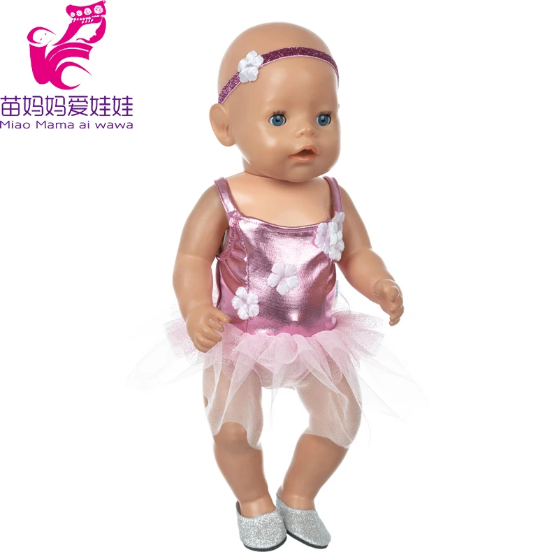 17" Baby Doll Clothes Hat Tights Leggings 43cm Baby Dolls Denim Dress Toys Wears Children Gifts