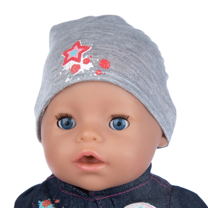 17" Baby Doll Clothes Hat Tights Leggings 43cm Baby Dolls Denim Dress Toys Wears Children Gifts