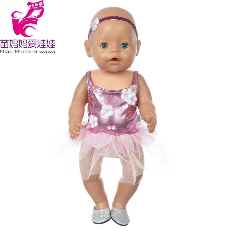 17" Baby Doll Clothes Hat Tights Leggings 43cm Baby Dolls Denim Dress Toys Wears Children Gifts