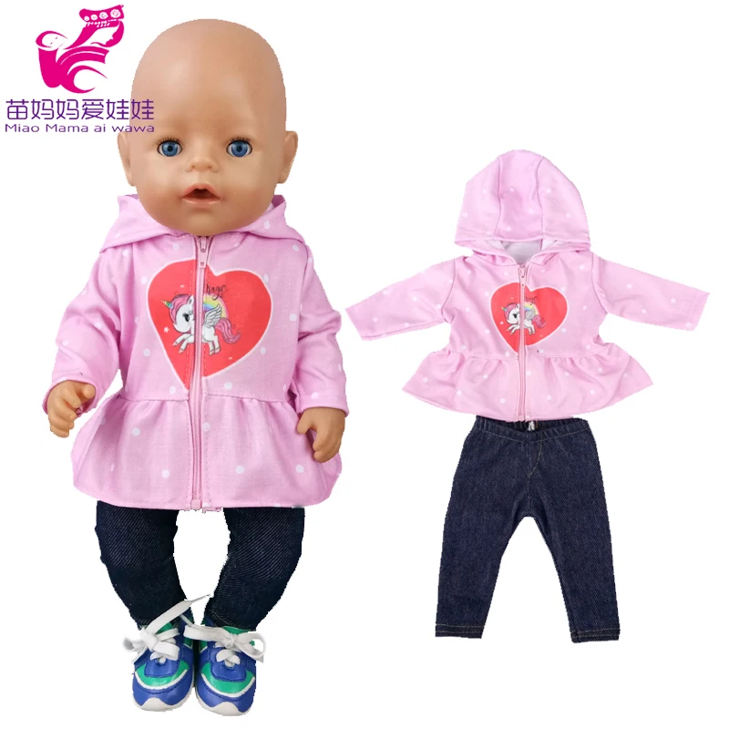 17" Baby Doll Clothes Hat Tights Leggings 43cm Baby Dolls Denim Dress Toys Wears Children Gifts