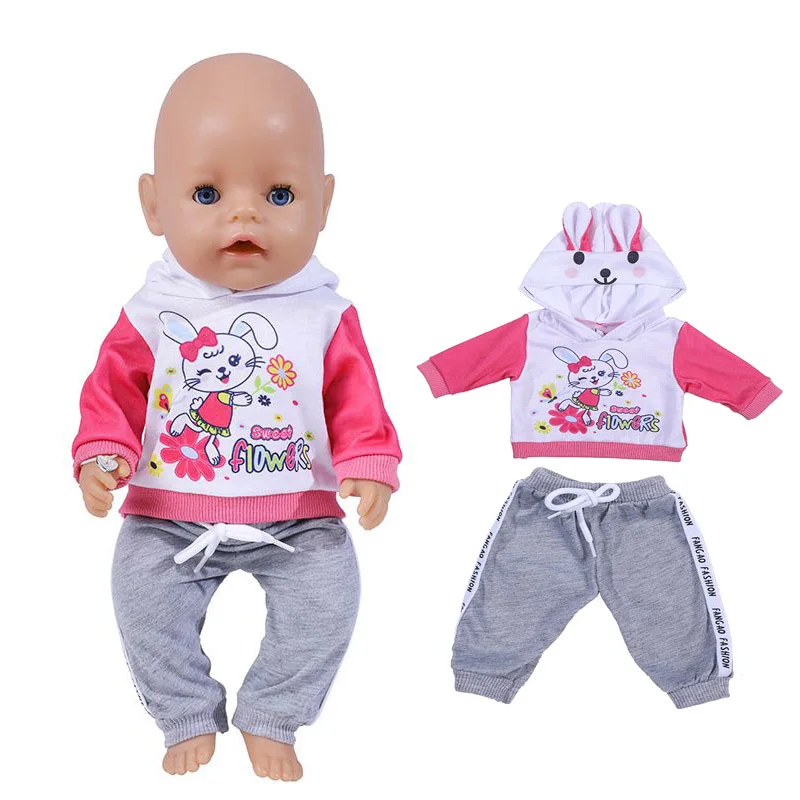 17" Baby Doll Clothes Hat Tights Leggings 43cm Baby Dolls Denim Dress Toys Wears Children Gifts