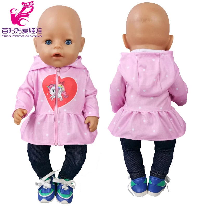 17" Baby Doll Clothes Hat Tights Leggings 43cm Baby Dolls Denim Dress Toys Wears Children Gifts