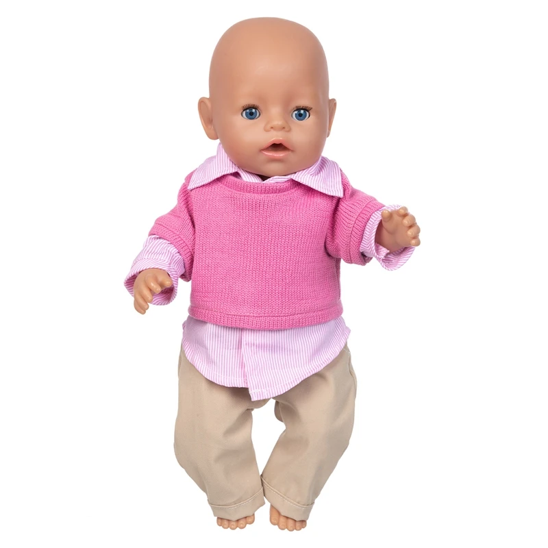 17" Baby Doll Clothes Hat Tights Leggings 43cm Baby Dolls Denim Dress Toys Wears Children Gifts