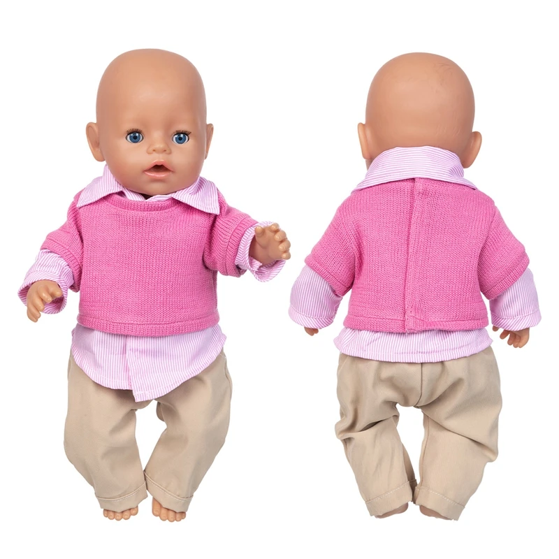 17" Baby Doll Clothes Hat Tights Leggings 43cm Baby Dolls Denim Dress Toys Wears Children Gifts