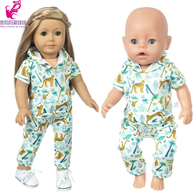 17" Baby Doll Clothes Hat Tights Leggings 43cm Baby Dolls Denim Dress Toys Wears Children Gifts