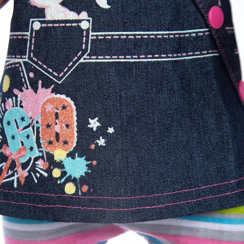 17" Baby Doll Clothes Hat Tights Leggings 43cm Baby Dolls Denim Dress Toys Wears Children Gifts