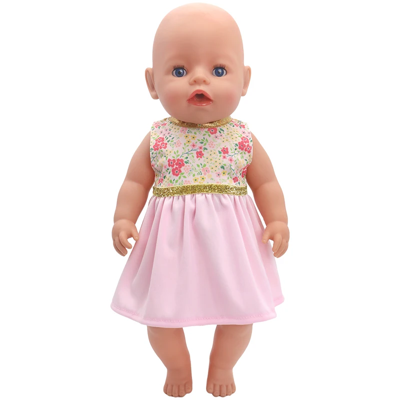 17" Baby Doll Clothes Hat Tights Leggings 43cm Baby Dolls Denim Dress Toys Wears Children Gifts