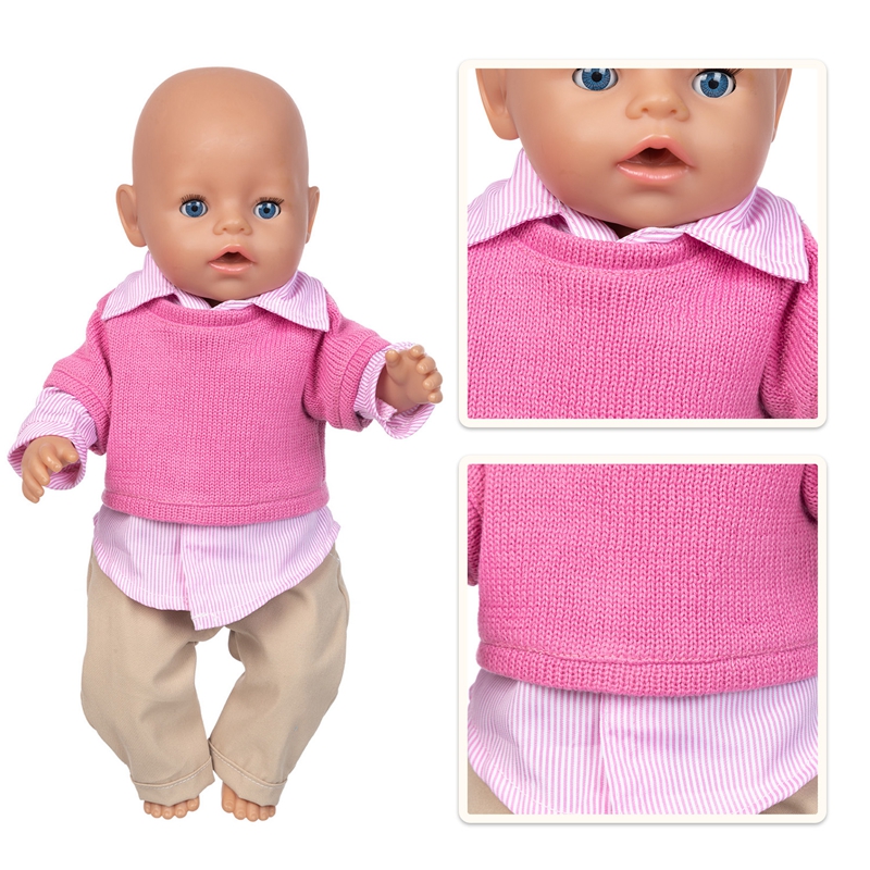 17" Baby Doll Clothes Hat Tights Leggings 43cm Baby Dolls Denim Dress Toys Wears Children Gifts