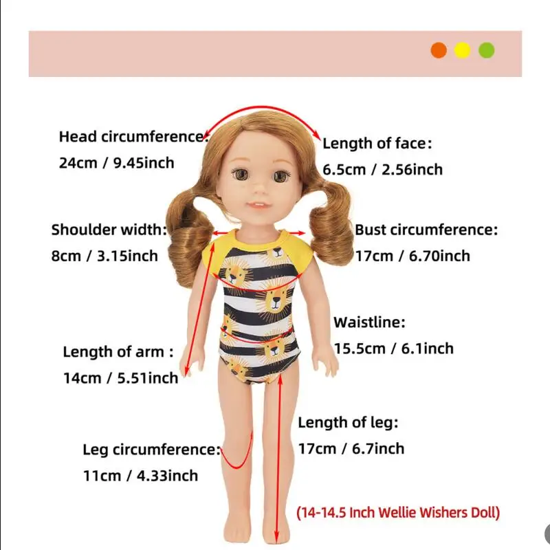 For 14.5 Inch Wellie Wishers Doll Dress Camille Ashlyn Kendall Emerson 36cm Nancy Dolls Clothes Girl's Gift