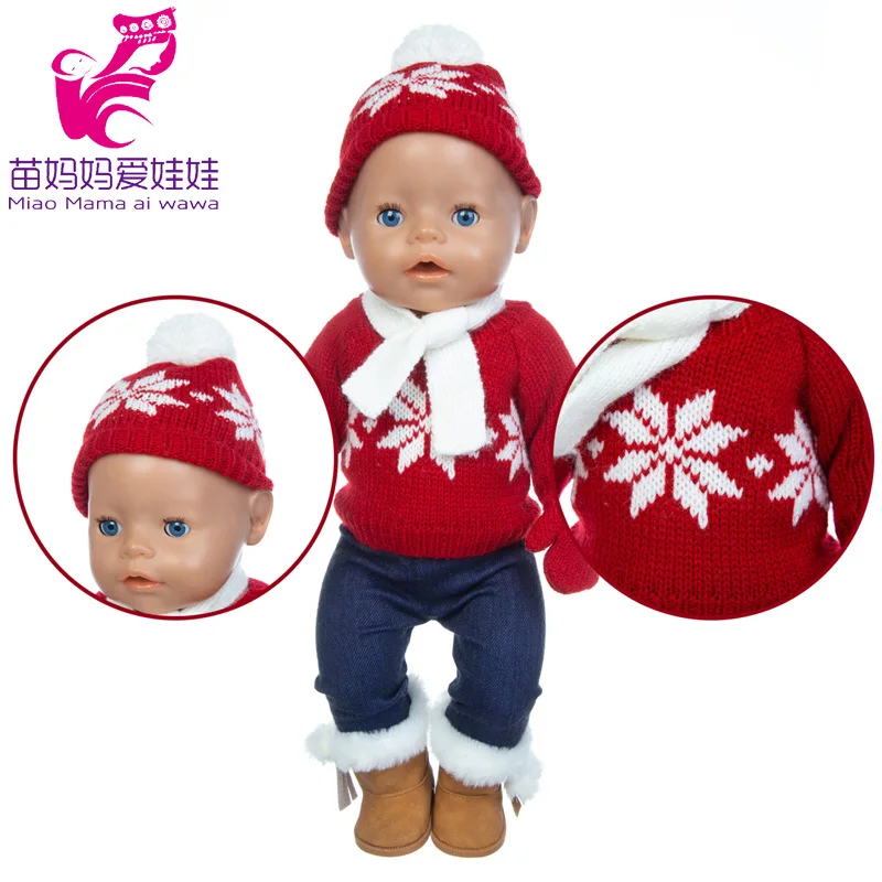 18 Inch Dolls Apparel American OG Journey Girl Doll Clothes Baby Doll Sweater Hat Winter Set Christmas Costume