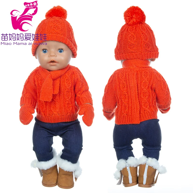 18 Inch Dolls Apparel American OG Journey Girl Doll Clothes Baby Doll Sweater Hat Winter Set Christmas Costume