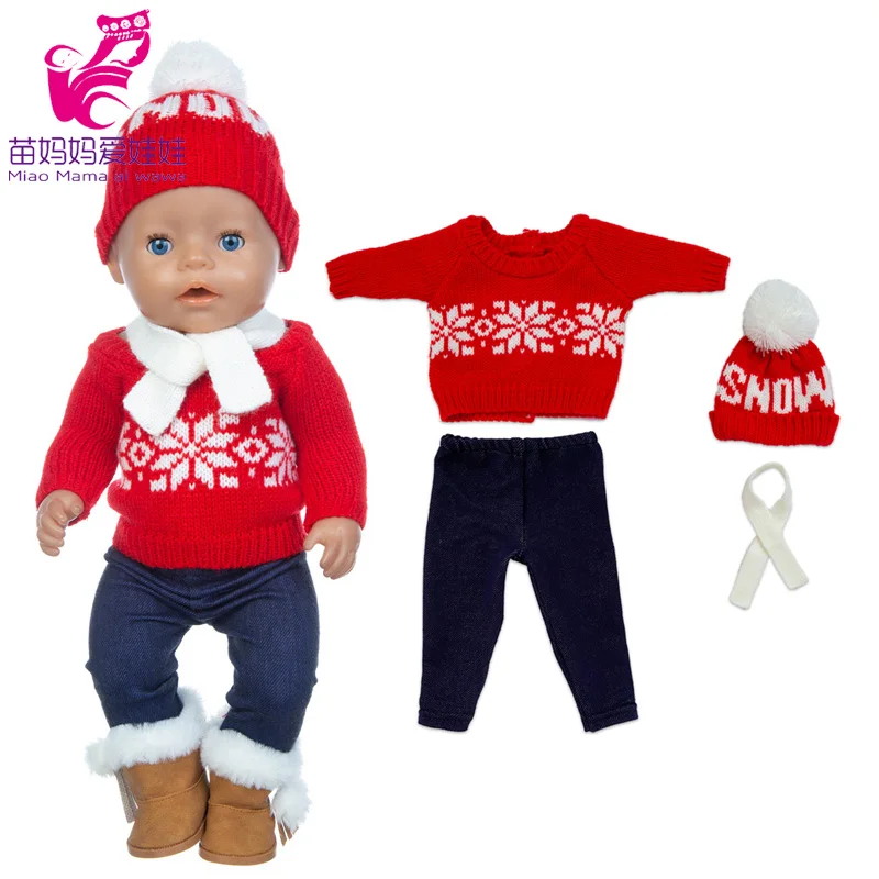 18 Inch Dolls Apparel American OG Journey Girl Doll Clothes Baby Doll Sweater Hat Winter Set Christmas Costume