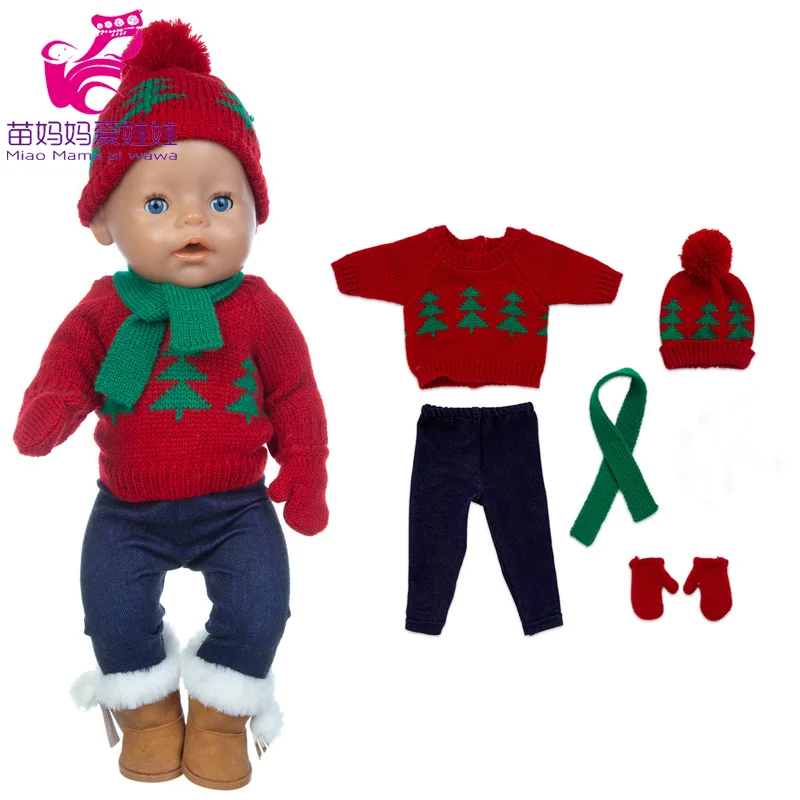 18 Inch Dolls Apparel American OG Journey Girl Doll Clothes Baby Doll Sweater Hat Winter Set Christmas Costume