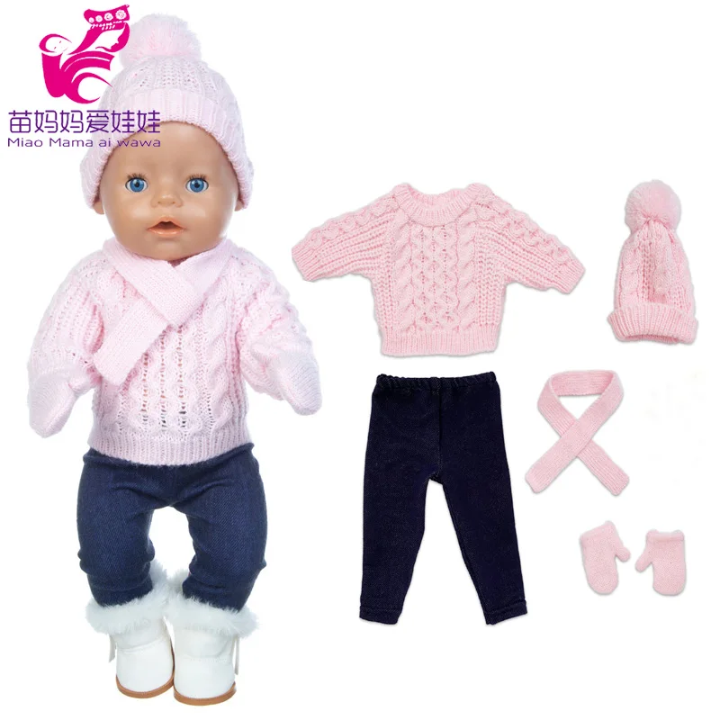 18 Inch Dolls Apparel American OG Journey Girl Doll Clothes Baby Doll Sweater Hat Winter Set Christmas Costume