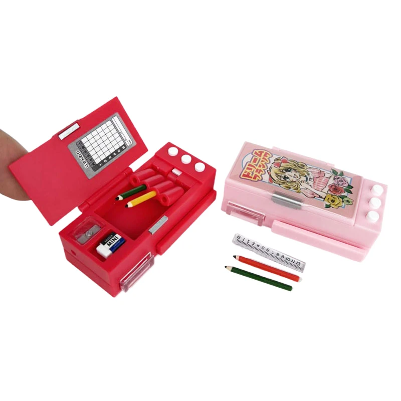1pc Pencil Box Model Lifelike Design Mini Stationery Box Dollhouse Pencil Case Pretend Toys