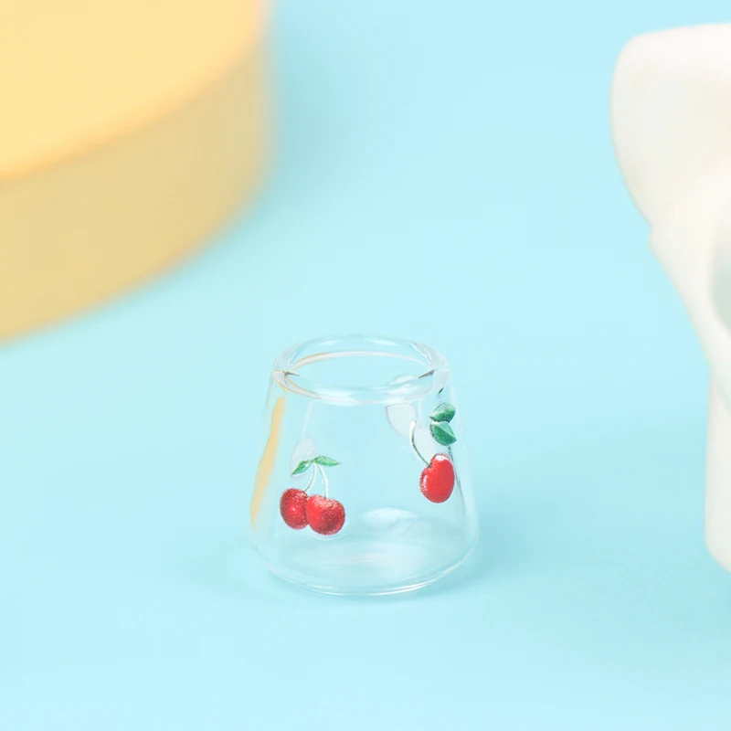 4pcs/set 1/12 Dollhouse Miniature Cartoon Clear Glass Cup Model Simulation Kitchen Furniture Toys For Doll House Decoration