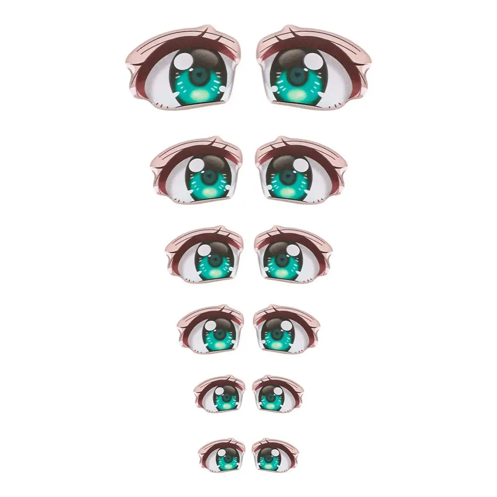 10Pairs Rainbow Cartoon Eyes Stickers For Loli Doll Eyes Accessories Cute Crystal Eyes Sticker Anime Figurine Face Organ Paster