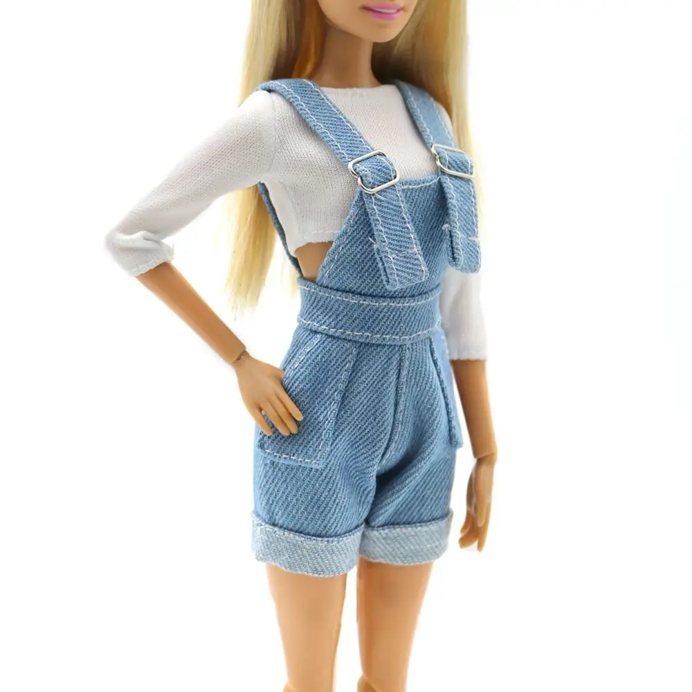 Fashion Suspenders Trousers Outfit Set for 1/6 BJD FR SD Doll Clothes Accessories Dress Dollhouse Roll Play Accessories