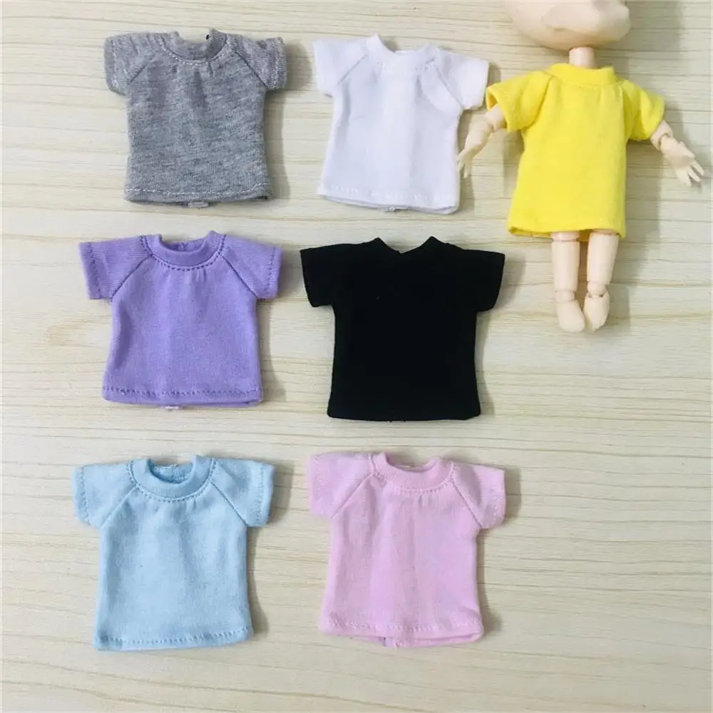 New Cute OB11 Clothes Short-Sleeved T-Shirt Suitable for OB11 Obitsu 1/10 Dolls 11 Molly 1/12 Doll Clothes Accessories