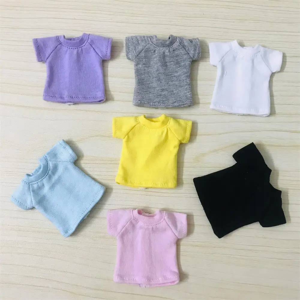 New Cute OB11 Clothes Short-Sleeved T-Shirt Suitable for OB11 Obitsu 1/10 Dolls 11 Molly 1/12 Doll Clothes Accessories