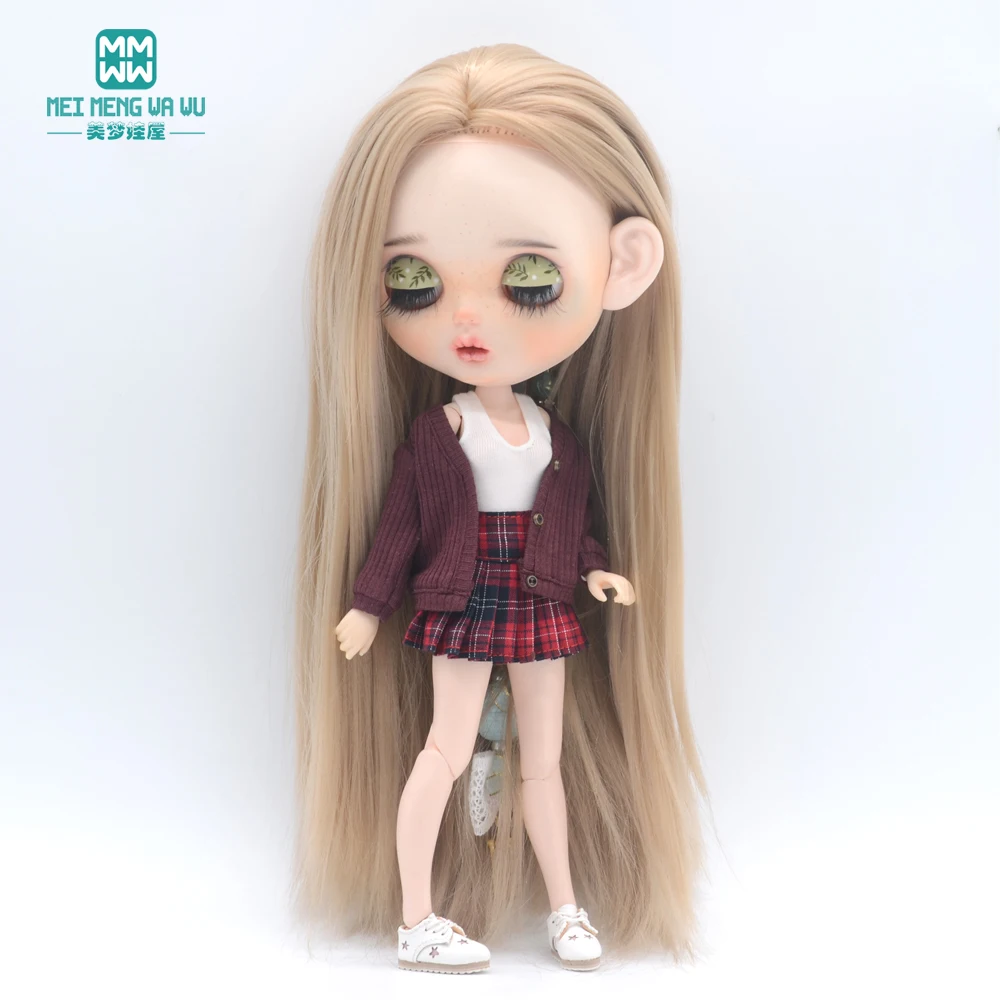 Clothes for Doll Fashion Multicolor Cardigan Short Skirt Jeans Fits Blyth Azone OB22 OB24 Doll Accessories