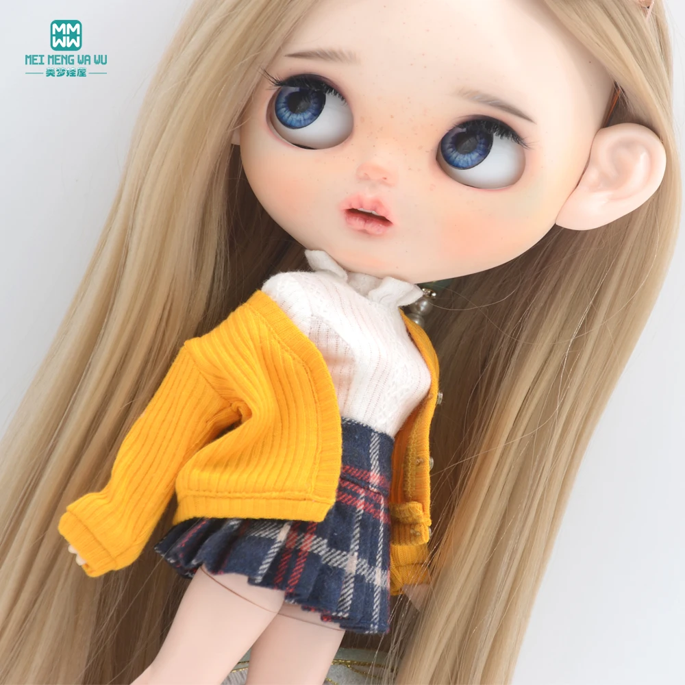 Clothes for Doll Fashion Multicolor Cardigan Short Skirt Jeans Fits Blyth Azone OB22 OB24 Doll Accessories