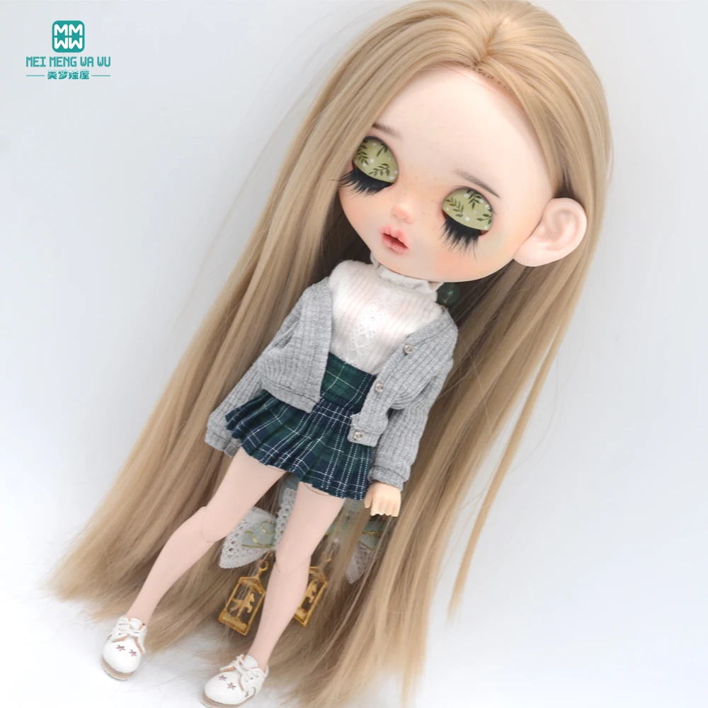 Clothes for Doll Fashion Multicolor Cardigan Short Skirt Jeans Fits Blyth Azone OB22 OB24 Doll Accessories