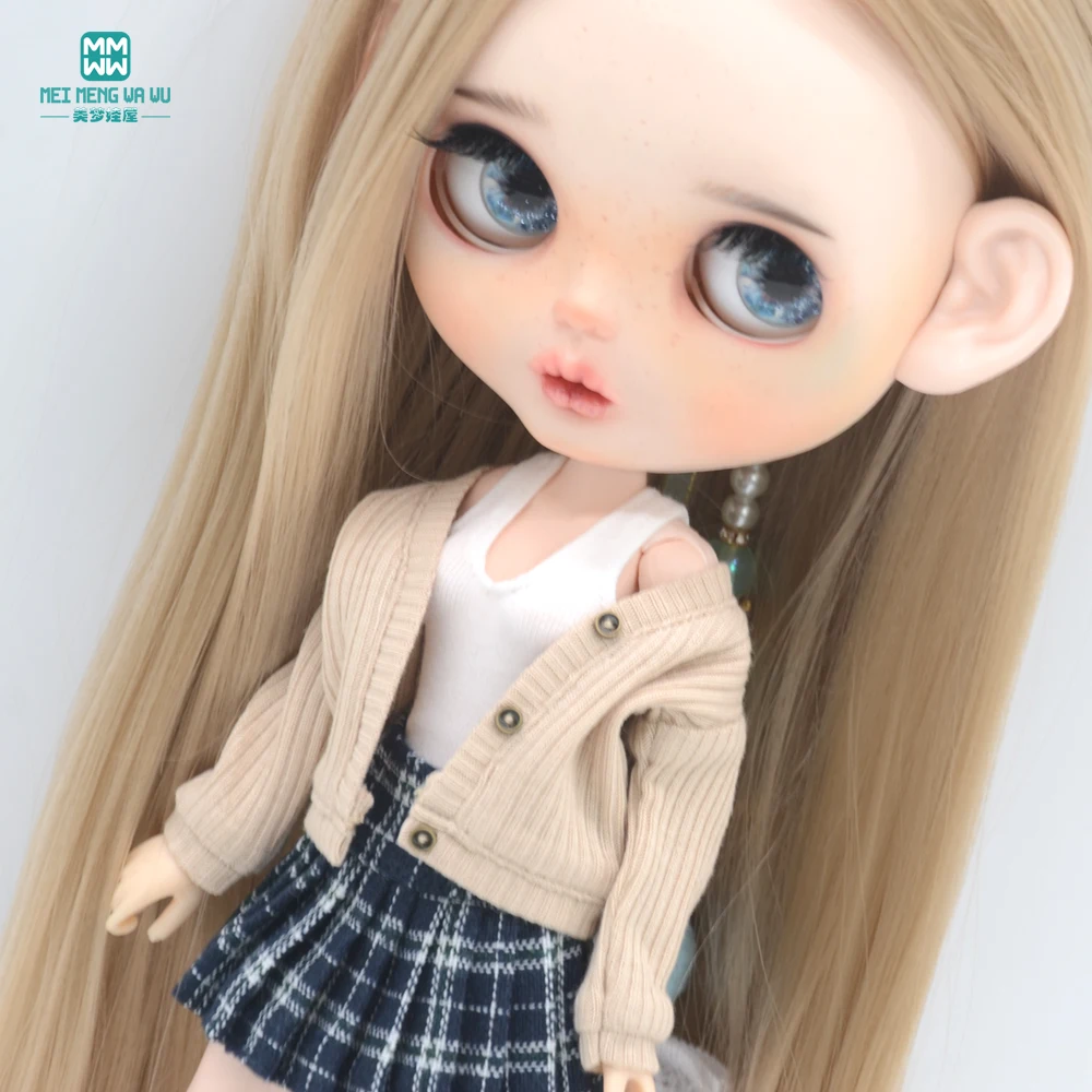 Clothes for Doll Fashion Multicolor Cardigan Short Skirt Jeans Fits Blyth Azone OB22 OB24 Doll Accessories