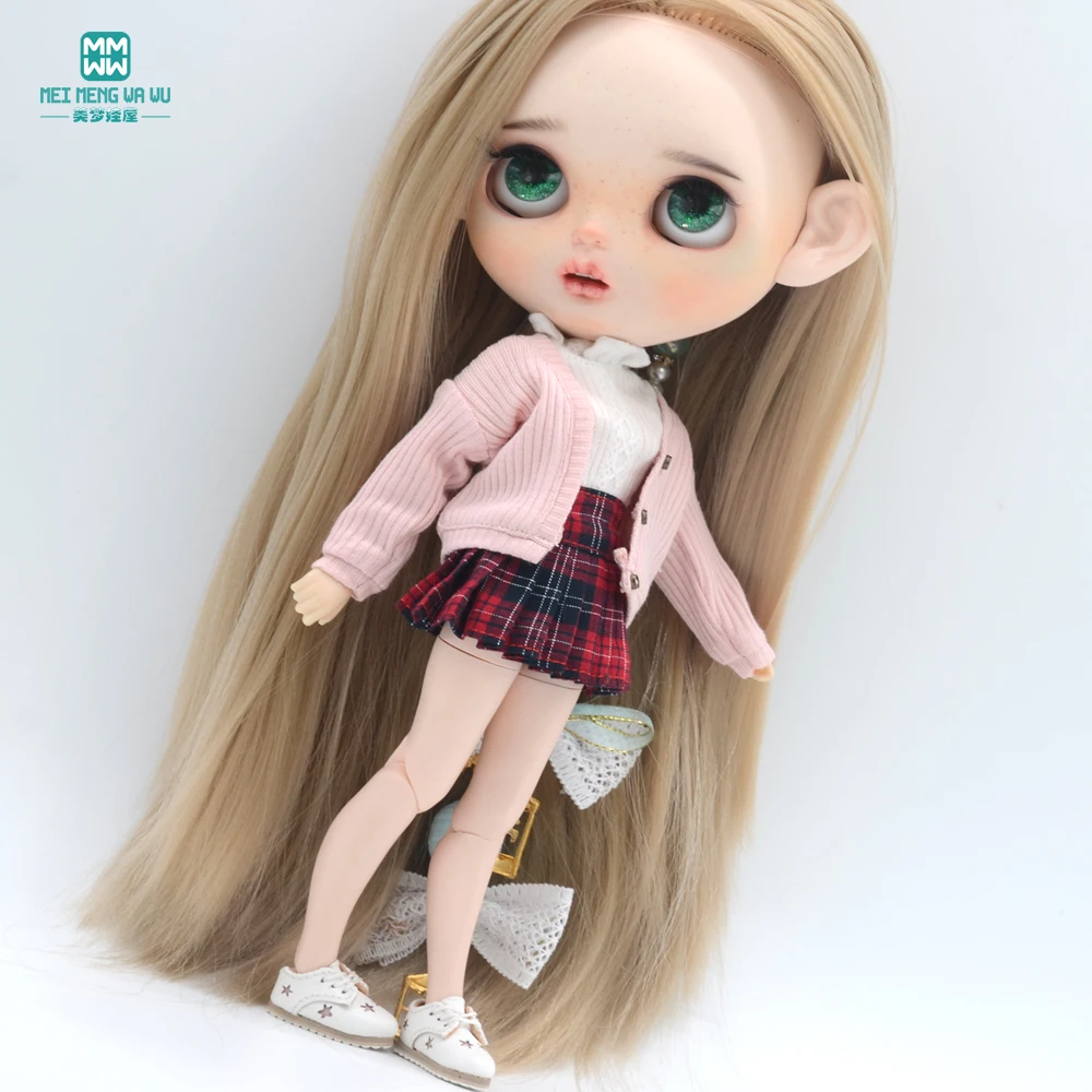 Clothes for Doll Fashion Multicolor Cardigan Short Skirt Jeans Fits Blyth Azone OB22 OB24 Doll Accessories