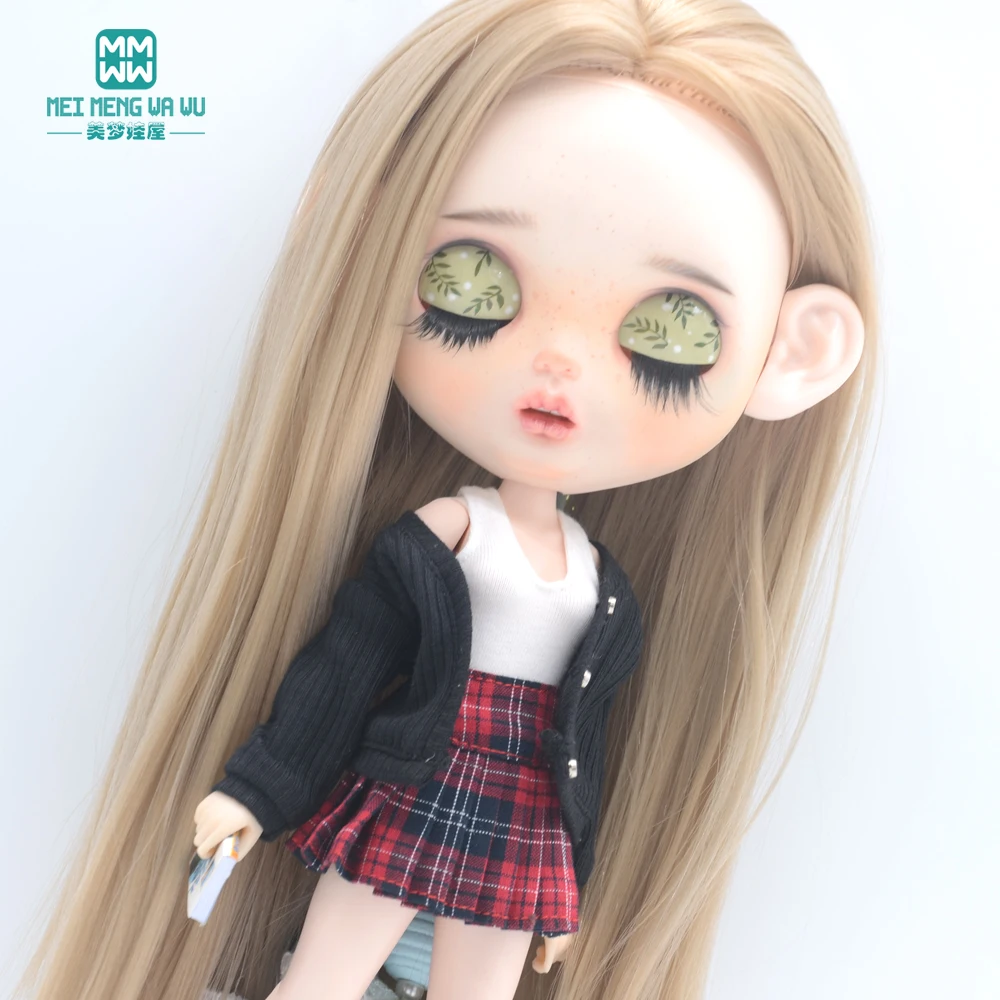 Clothes for Doll Fashion Multicolor Cardigan Short Skirt Jeans Fits Blyth Azone OB22 OB24 Doll Accessories