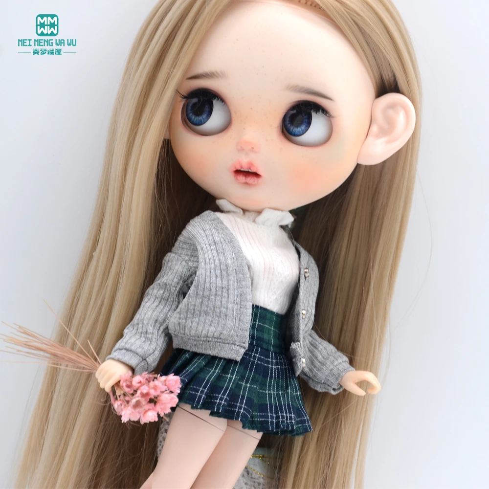 Clothes for Doll Fashion Multicolor Cardigan Short Skirt Jeans Fits Blyth Azone OB22 OB24 Doll Accessories