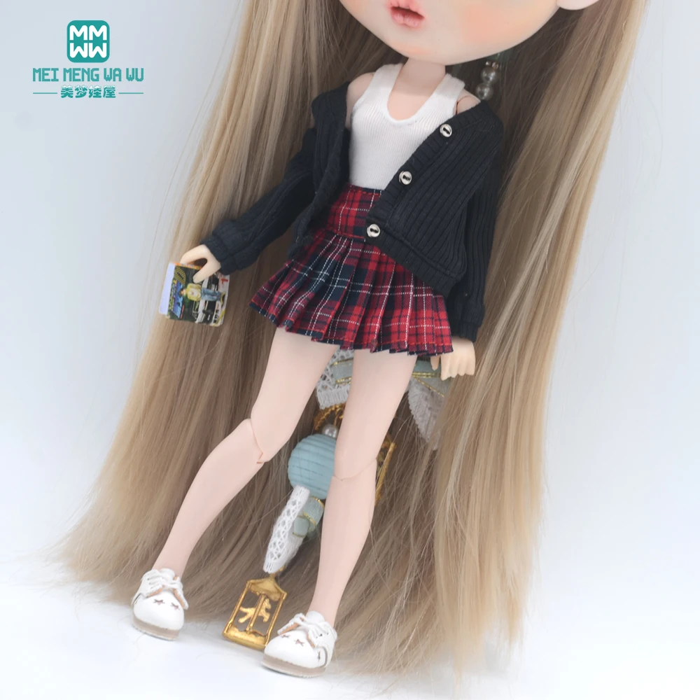 Clothes for Doll Fashion Multicolor Cardigan Short Skirt Jeans Fits Blyth Azone OB22 OB24 Doll Accessories