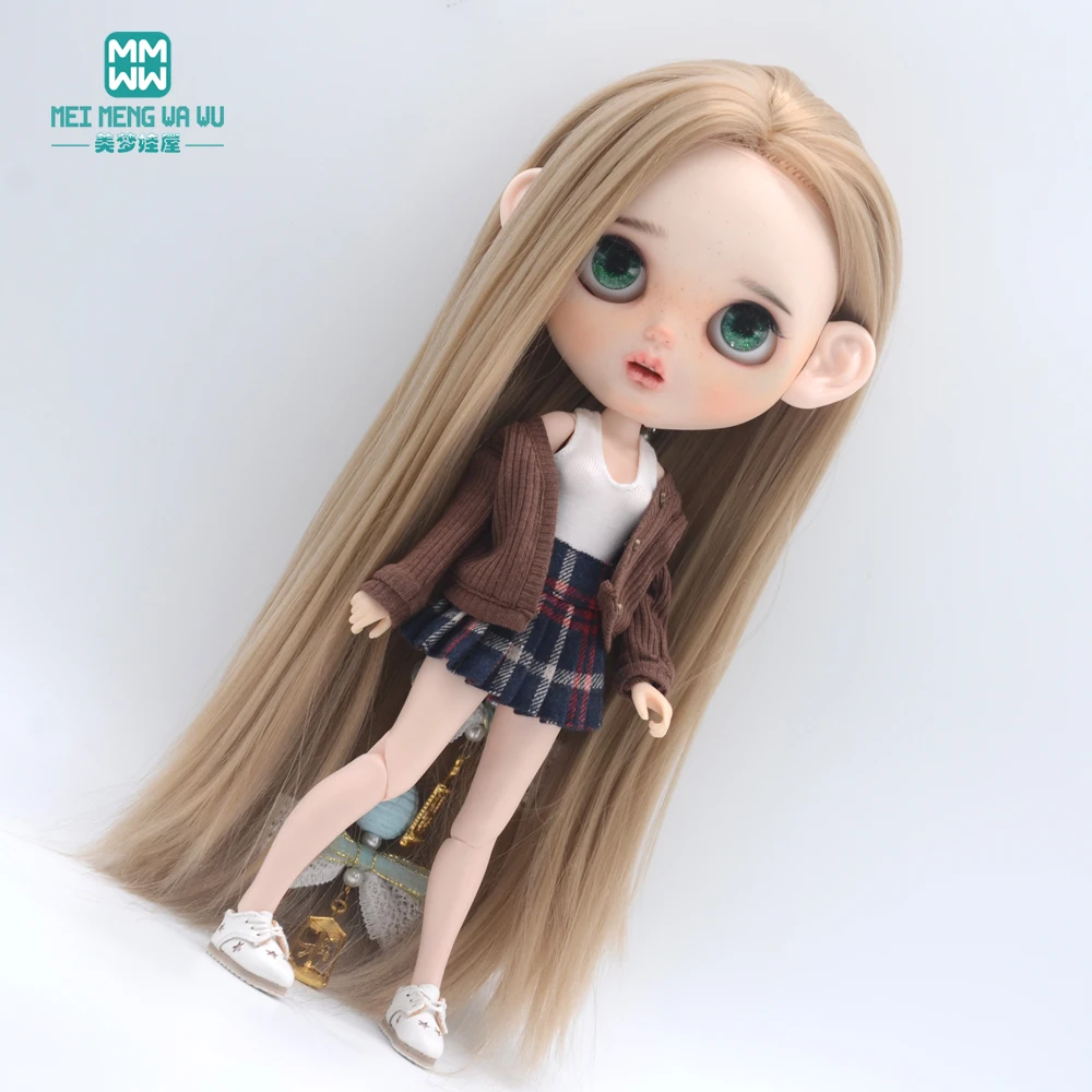 Clothes for Doll Fashion Multicolor Cardigan Short Skirt Jeans Fits Blyth Azone OB22 OB24 Doll Accessories