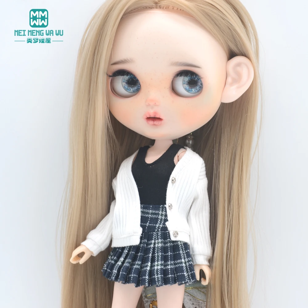Clothes for Doll Fashion Multicolor Cardigan Short Skirt Jeans Fits Blyth Azone OB22 OB24 Doll Accessories