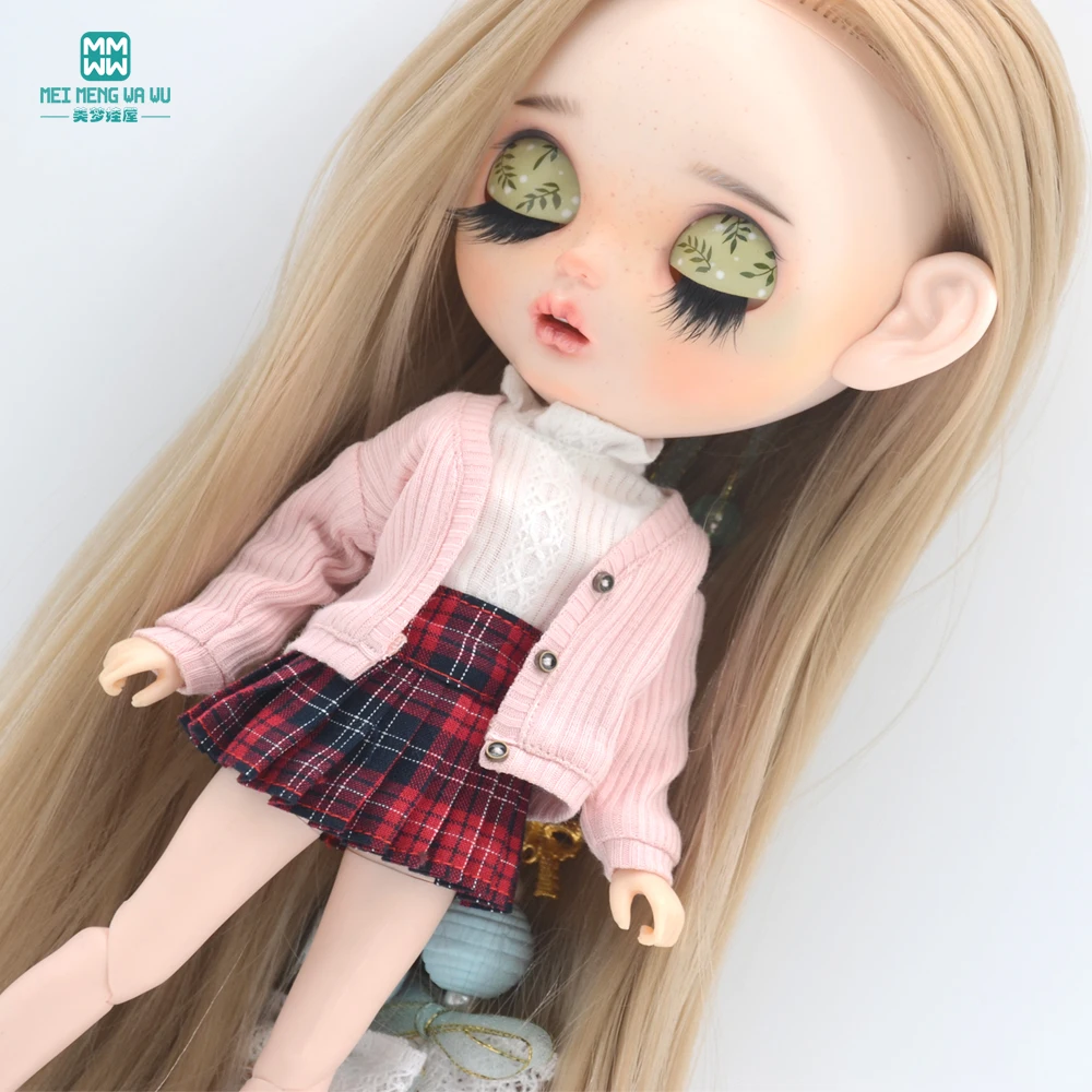 Clothes for Doll Fashion Multicolor Cardigan Short Skirt Jeans Fits Blyth Azone OB22 OB24 Doll Accessories