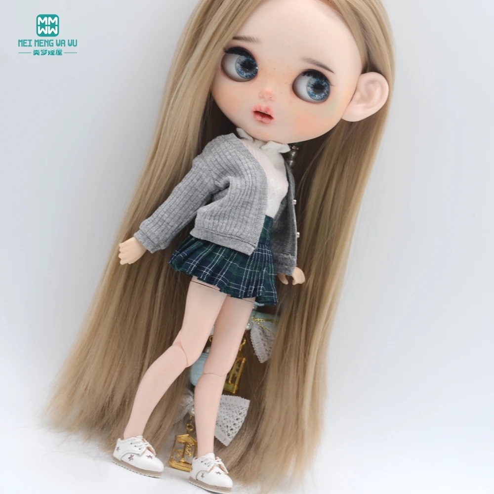 Clothes for Doll Fashion Multicolor Cardigan Short Skirt Jeans Fits Blyth Azone OB22 OB24 Doll Accessories