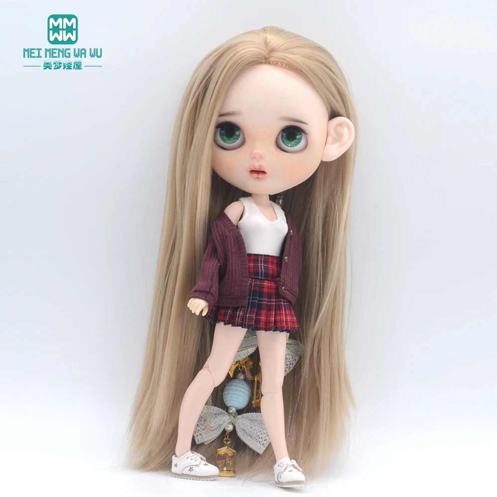 Clothes for Doll Fashion Multicolor Cardigan Short Skirt Jeans Fits Blyth Azone OB22 OB24 Doll Accessories