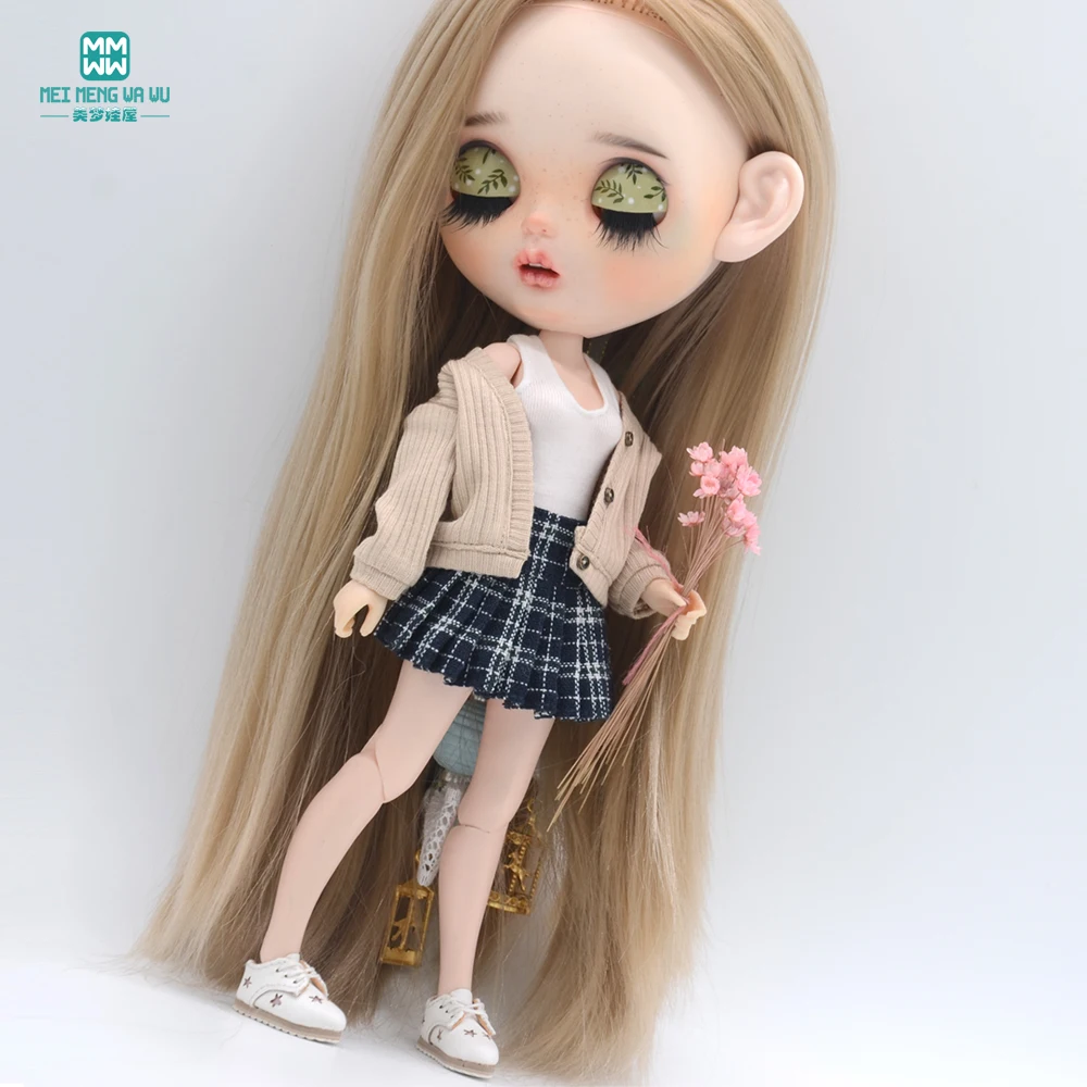 Clothes for Doll Fashion Multicolor Cardigan Short Skirt Jeans Fits Blyth Azone OB22 OB24 Doll Accessories
