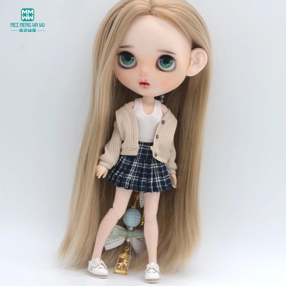 Clothes for Doll Fashion Multicolor Cardigan Short Skirt Jeans Fits Blyth Azone OB22 OB24 Doll Accessories