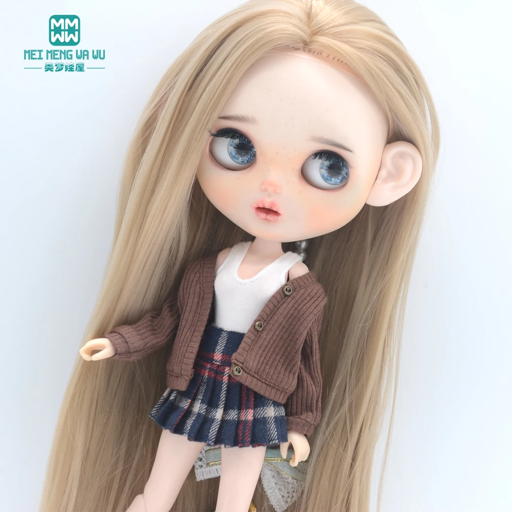 Clothes for Doll Fashion Multicolor Cardigan Short Skirt Jeans Fits Blyth Azone OB22 OB24 Doll Accessories