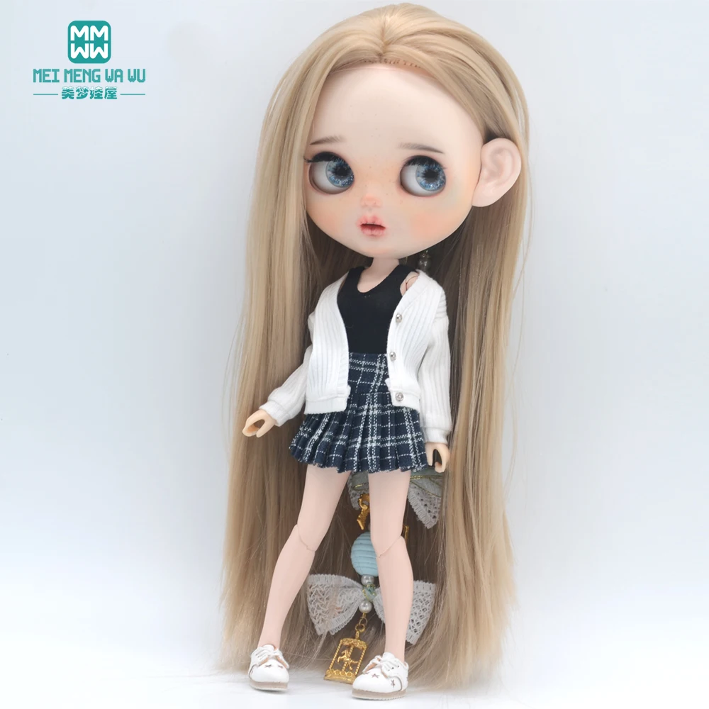 Clothes for Doll Fashion Multicolor Cardigan Short Skirt Jeans Fits Blyth Azone OB22 OB24 Doll Accessories