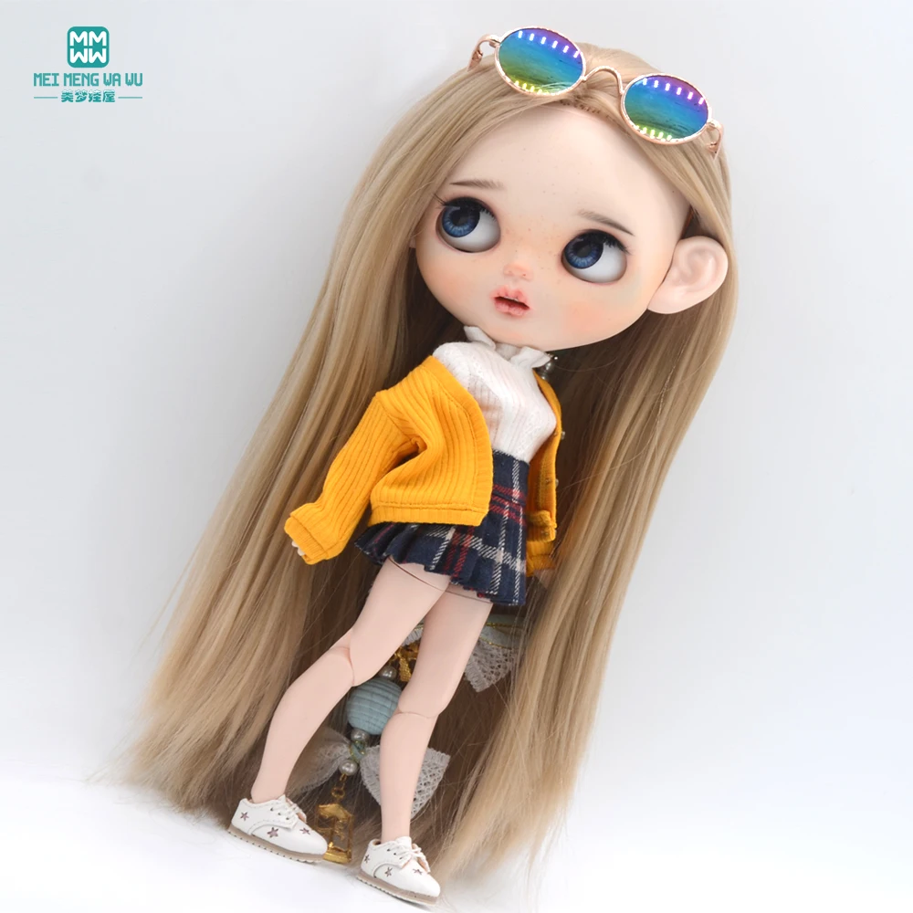 Clothes for Doll Fashion Multicolor Cardigan Short Skirt Jeans Fits Blyth Azone OB22 OB24 Doll Accessories