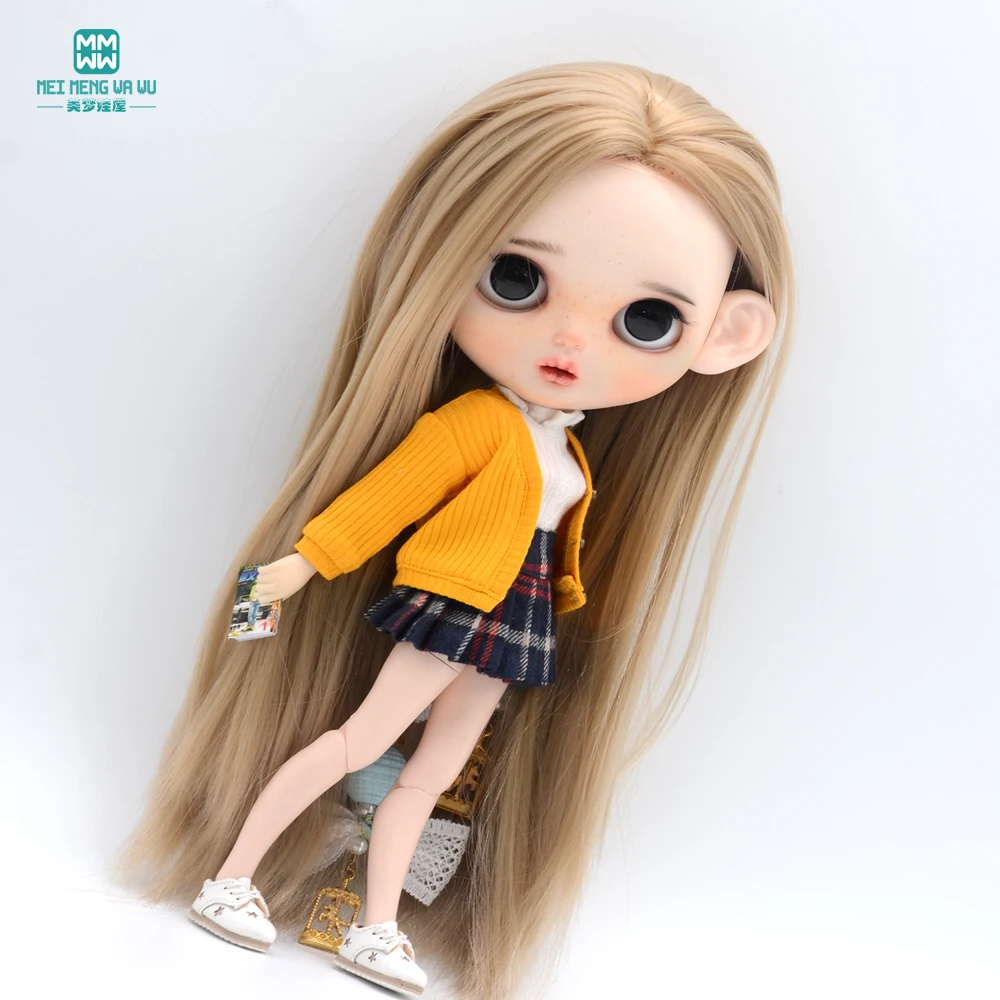 Clothes for Doll Fashion Multicolor Cardigan Short Skirt Jeans Fits Blyth Azone OB22 OB24 Doll Accessories