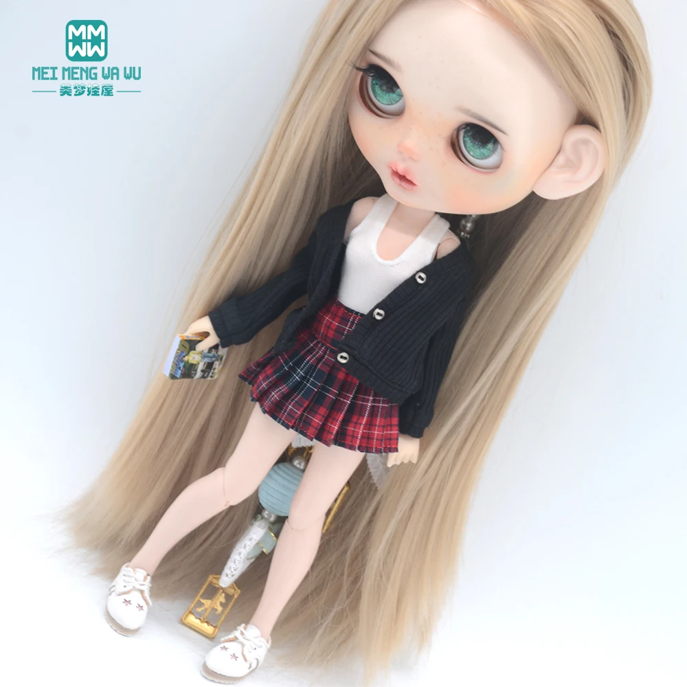 Clothes for Doll Fashion Multicolor Cardigan Short Skirt Jeans Fits Blyth Azone OB22 OB24 Doll Accessories