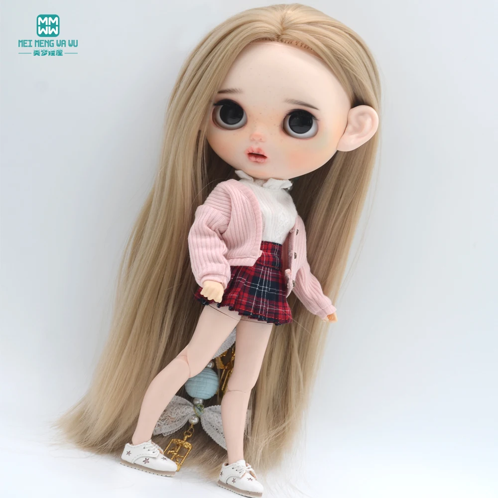 Clothes for Doll Fashion Multicolor Cardigan Short Skirt Jeans Fits Blyth Azone OB22 OB24 Doll Accessories