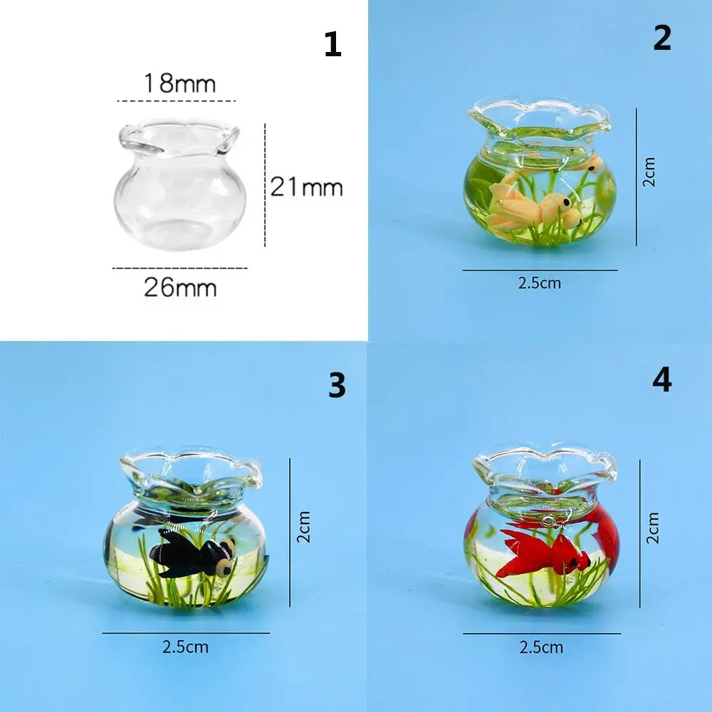 1/6 1/12 Scale Baby House and Dollhouse Miniature Glass Fish Tank Bowl Aquarium Toy DollHouse Decals Ornament Doll Accessories