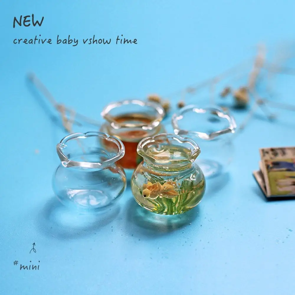 1/6 1/12 Scale Baby House and Dollhouse Miniature Glass Fish Tank Bowl Aquarium Toy DollHouse Decals Ornament Doll Accessories