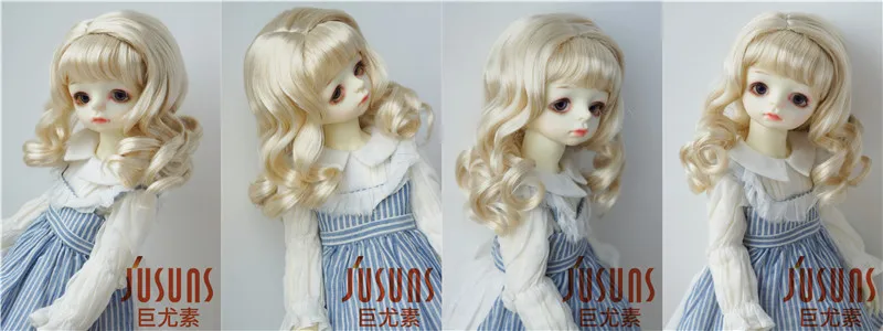 Doll Wigs For Girls! JD038 6-7inch 7-8inch 8-9inch Long Soft Wave Synthetic Mohair BJD Wigs YOSD MSD SD Doll Accessories