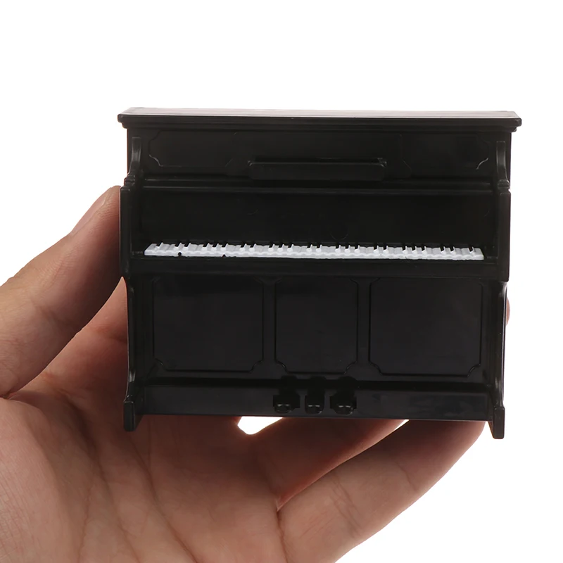 1/12 Dollhouse Miniature Accessories Mini Wooden Grand Piano with Stool Simulation Musical Instrument Model Toy Doll House Decor